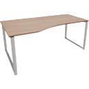 Schäfer Shop Genius bureau MODENA FLEX, beugelvoet, manuele hoogteverstelling, aanbouw links, B 1800 mm, eiken decor