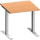 Schäfer Shop Genius Bureau MODENA FLEX, carré, pied en T tube rectangulaire, L 800 x P 800 x H 650-850 mm, hêtre/alu blanc