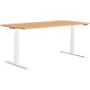 Schäfer Shop Genius bureau MODENA FLEX, elektrisch in hoogte verstelbaar, rechthoekig, T-poot, B 1600 x D 800 mm, beuken/wit