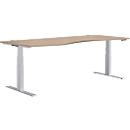 Schäfer Shop Genius bureau MODENA FLEX, elektrisch in hoogte verstelbaar, vrijstaand, aanbouw links, B 1800 mm, eiken/wit aluminium