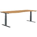 Schäfer Shop Genius bureau MODENA FLEX, elektrisch in hoogte verstelbaar, vrijstaand, opzetstuk links, B 1800 mm, beuken/antraciet