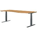 Schäfer Shop Genius bureau MODENA FLEX, elektrisch in hoogte verstelbaar, vrijstaand, opzetstuk rechts, B 1800 mm, beuken/antraciet