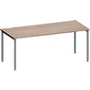 Schäfer Shop Genius Bureau MODENA FLEX, forme libre à gauche, pied en T tube rectangulaire, L 1800 x P 1000/800 x H 650-850 mm, chêne/anthracite