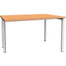 Schäfer Shop Genius Bureau MODENA FLEX, largeur 1200 mm, piètement plus étroit d'un côté, hêtre 