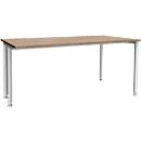 Schäfer Shop Genius Bureau MODENA FLEX, largeur 1600 mm, raccourci d'un côté, chêne/aluminium blanc