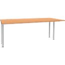 Schäfer Shop Genius Bureau MODENA FLEX, largeur 1800 mm, piètement étroit des deux côtés, hêtre 