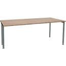 Schäfer Shop Genius Bureau MODENA FLEX, largeur 1800 mm, raccourci d'un côté, chêne/anthracite