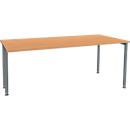 Schäfer Shop Genius Bureau MODENA FLEX, largeur 1800 mm, raccourci d'un côté, hêtre/anthracite