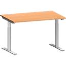Schäfer Shop Genius Bureau MODENA FLEX, pied en T en tube rond, L 1200 x P 800 mm, hêtre/alu blanc