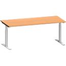 Schäfer Shop Genius Bureau MODENA FLEX, pied en T tubulaire rond, L 1800 x P 800 mm, hêtre, alu blanc
