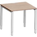 Schäfer Shop Genius bureau Modena Flex, rechthoekig, 4-poots buis, B 800 x D 800 x H 650-850 mm, eiken decor/wit aluminium