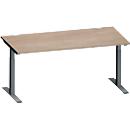 Schäfer Shop Genius bureau MODENA FLEX, rechthoekig, T-poot rechthoekige buis, B 1600 x D 800 x H 650-850 mm, eiken/antraciet