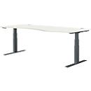 Schäfer Shop Genius Bureau MODENA FLEX, réglage électrique de la hauteur, forme libre, approche à droite, L 1800 mm, blanc/anthracite