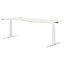 Schäfer Shop Genius Bureau MODENA FLEX, réglage électrique de la hauteur, forme libre, approche à droite, L 1800 mm, blanc/blanc