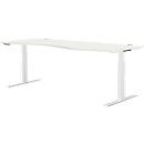 Schäfer Shop Genius Bureau MODENA FLEX, réglage électrique de la hauteur, forme libre, approche à droite, L 1800 mm, blanc/blanc
