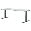 Schäfer Shop Genius Bureau MODENA FLEX, réglage électrique de la hauteur, forme libre, approche à droite, L 1800 mm, gris clair/anthrazi