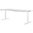 Schäfer Shop Genius Bureau MODENA FLEX, réglage électrique de la hauteur, forme libre, approche à droite, L 1800 mm, gris clair/blanc