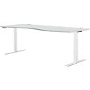 Schäfer Shop Genius Bureau MODENA FLEX, réglage électrique de la hauteur, forme libre, approche à droite, L 1800 mm, gris clair/blanc