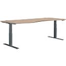 Schäfer Shop Genius Bureau MODENA FLEX, réglage électrique de la hauteur, forme libre, approche à gauche, L 1800 mm, chêne/anthracite