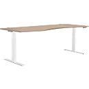 Schäfer Shop Genius Bureau MODENA FLEX, réglage électrique de la hauteur, forme libre, approche à gauche, L 1800 mm, chêne/blanc
