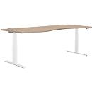 Schäfer Shop Genius Bureau MODENA FLEX, réglage électrique de la hauteur, forme libre, approche à gauche, L 1800 mm, chêne/blanc