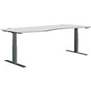 Schäfer Shop Genius Bureau MODENA FLEX, réglage électrique de la hauteur, forme libre, approche à gauche, L 1800 mm, gris clair/anthracite