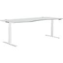 Schäfer Shop Genius Bureau MODENA FLEX, réglage électrique de la hauteur, forme libre, approche à gauche, L 1800 mm, gris clair/blanc