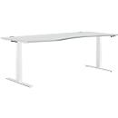 Schäfer Shop Genius Bureau MODENA FLEX, réglage électrique de la hauteur, forme libre, approche à gauche, L 1800 mm, gris clair/blanc