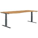 Schäfer Shop Genius Bureau MODENA FLEX, réglage électrique de la hauteur, forme libre, approche à gauche, L 1800 mm, hêtre/anthracite