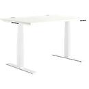 Schäfer Shop Genius Bureau MODENA FLEX, réglage électrique de la hauteur, rectangle, pied en T, L 1200 x P 800 mm, blanc/blanc