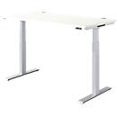Schäfer Shop Genius Bureau MODENA FLEX, réglage électrique de la hauteur, rectangle, pied en T, L 1600 x P 800 x H 645-1290 mm, blanc/alu blanc