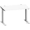 Schäfer Shop Genius Bureau MODENA FLEX, tube rectangulaire à piétement en C, L 1200 x P 800 mm, blanc/alu blanc