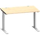 Schäfer Shop Genius Bureau MODENA FLEX, tube rectangulaire à piétement en C, L 1200 x P 800 mm, érable/alu blanc