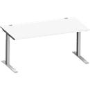 Schäfer Shop Genius Bureau MODENA FLEX, tube rectangulaire à piétement en C, L 1600 x P 800 mm, blanc/alu blanc