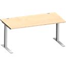 Schäfer Shop Genius Bureau MODENA FLEX, tube rectangulaire à piétement en C, L 1600 x P 800 mm, érable/alu blanc
