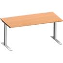 Schäfer Shop Genius Bureau MODENA FLEX, tube rectangulaire à piétement en C, L 1600 x P 800 mm, hêtre/alu blanc