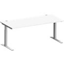 Schäfer Shop Genius Bureau MODENA FLEX, tube rectangulaire à piétement en C, L 1800 x P 800 mm, blanc/alu blanc