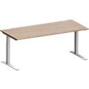 Schäfer Shop Genius Bureau MODENA FLEX, tube rectangulaire à piétement en C, L 1800 x P 800 mm, décor chêne/alu blanc