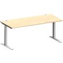 Schäfer Shop Genius Bureau MODENA FLEX, tube rectangulaire à piétement en C, L 1800 x P 800 mm, érable/alu blanc