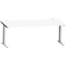 Schäfer Shop Genius Bureau MODENA FLEX, tube rectangulaire à piétement en C, L 2000 x P 1000 mm, blanc/alu blanc