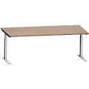 Schäfer Shop Genius Bureau MODENA FLEX, tube rectangulaire à piétement en C, L 2000 x P 1000 mm, décor chêne/alu blanc