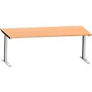 Schäfer Shop Genius Bureau MODENA FLEX, tube rectangulaire à piétement en C, L 2000 x P 1000 mm, hêtre/alu blanc