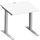 Schäfer Shop Genius Bureau MODENA FLEX, tube rectangulaire à piétement en C, L 800 x P 800 mm, blanc/alu blanc