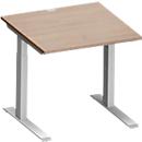 Schäfer Shop Genius Bureau MODENA FLEX, tube rectangulaire à piétement en C, L 800 x P 800 mm, décor chêne/alu blanc