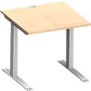 Schäfer Shop Genius Bureau MODENA FLEX, tube rectangulaire à piétement en C, L 800 x P 800 mm, érable/alu blanc