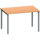 Schäfer Shop Genius Bureau MODENA FLEX, tube rond à 4 pieds, L 1200 x P 800 mm, hêtre/anthracite