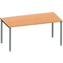 Schäfer Shop Genius Bureau MODENA FLEX, tube rond à 4 pieds, L 1600 x P 800 mm, hêtre/anthracite