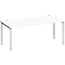 Schäfer Shop Genius Bureau MODENA FLEX, tube rond à 4 pieds, L 1800 x P 800 mm, blanc/alu blanc