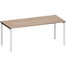 Schäfer Shop Genius Bureau MODENA FLEX, tube rond à 4 pieds, L 1800 x P 800 mm, chêne/alu blanc