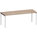 Schäfer Shop Genius Bureau MODENA FLEX, tube rond à 4 pieds, L 2000 x P 1000 mm, chêne/alu blanc